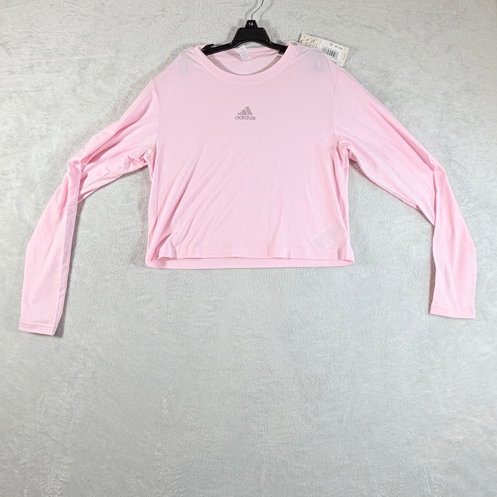 adidas Women Regular XS Y2K Glam Tee Clear Pink Cropped Long Sleeve Top